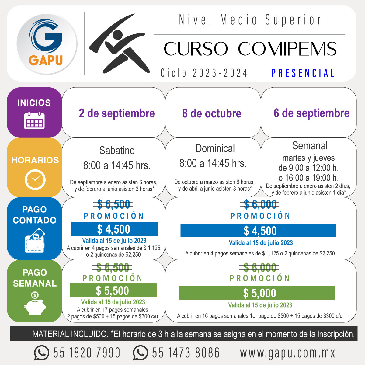 Curso Comipems 2024 GAPU ¡Asegura tu ingreso!